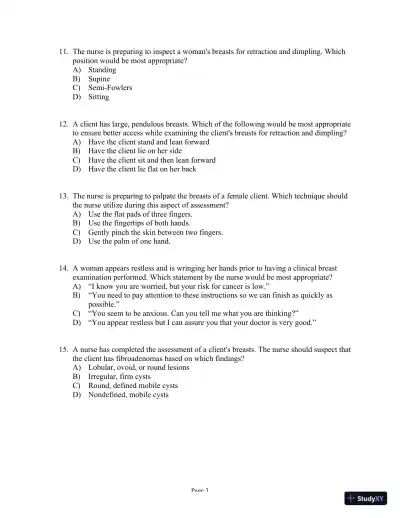 Test Bank For Health Assessment in Nursing, 5th Edition - Page 12 preview image