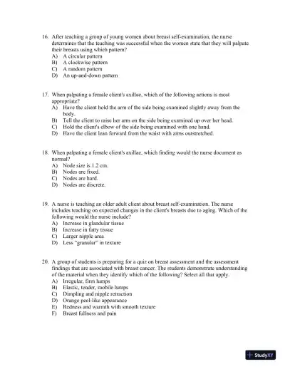 Test Bank For Health Assessment in Nursing, 5th Edition - Page 13 preview image