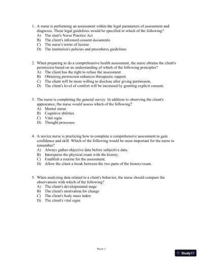 Test Bank For Health Assessment in Nursing, 5th Edition - Page 24 preview image