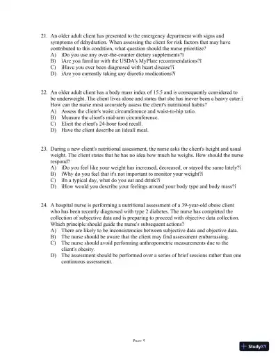 Test Bank For Health Assessment in Nursing, 5th Edition - Page 6 preview image