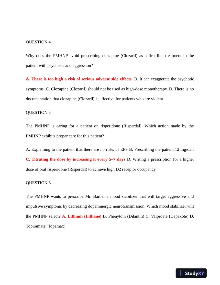 2020 NURS6630 Walden University Pharmacology Final Exam Version 1 With Answers (76 Solved Questions), page 3