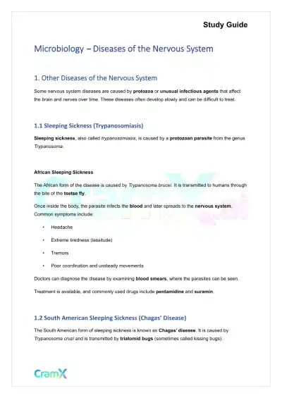 Microbiology - Diseases of the Nervous System - Page 1 preview image