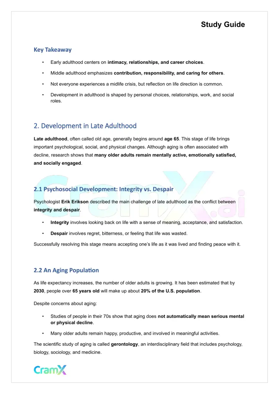 Psychology - Developmental Psychology Age 13 to 65+, page 4