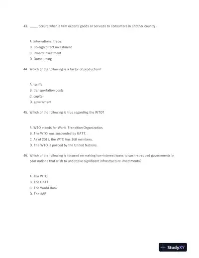 International Business: Competing in the Global Marketplace 11th Edition Test Bank - Page 10 preview image