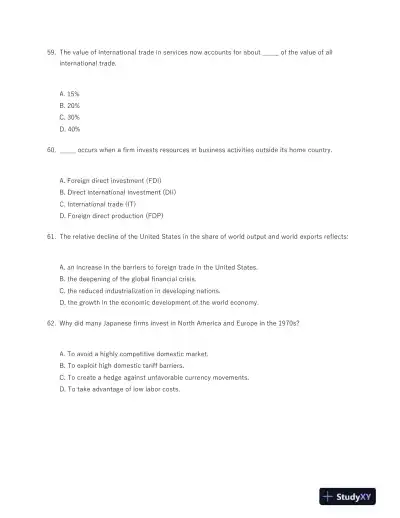 International Business: Competing in the Global Marketplace 11th Edition Test Bank - Page 14 preview image