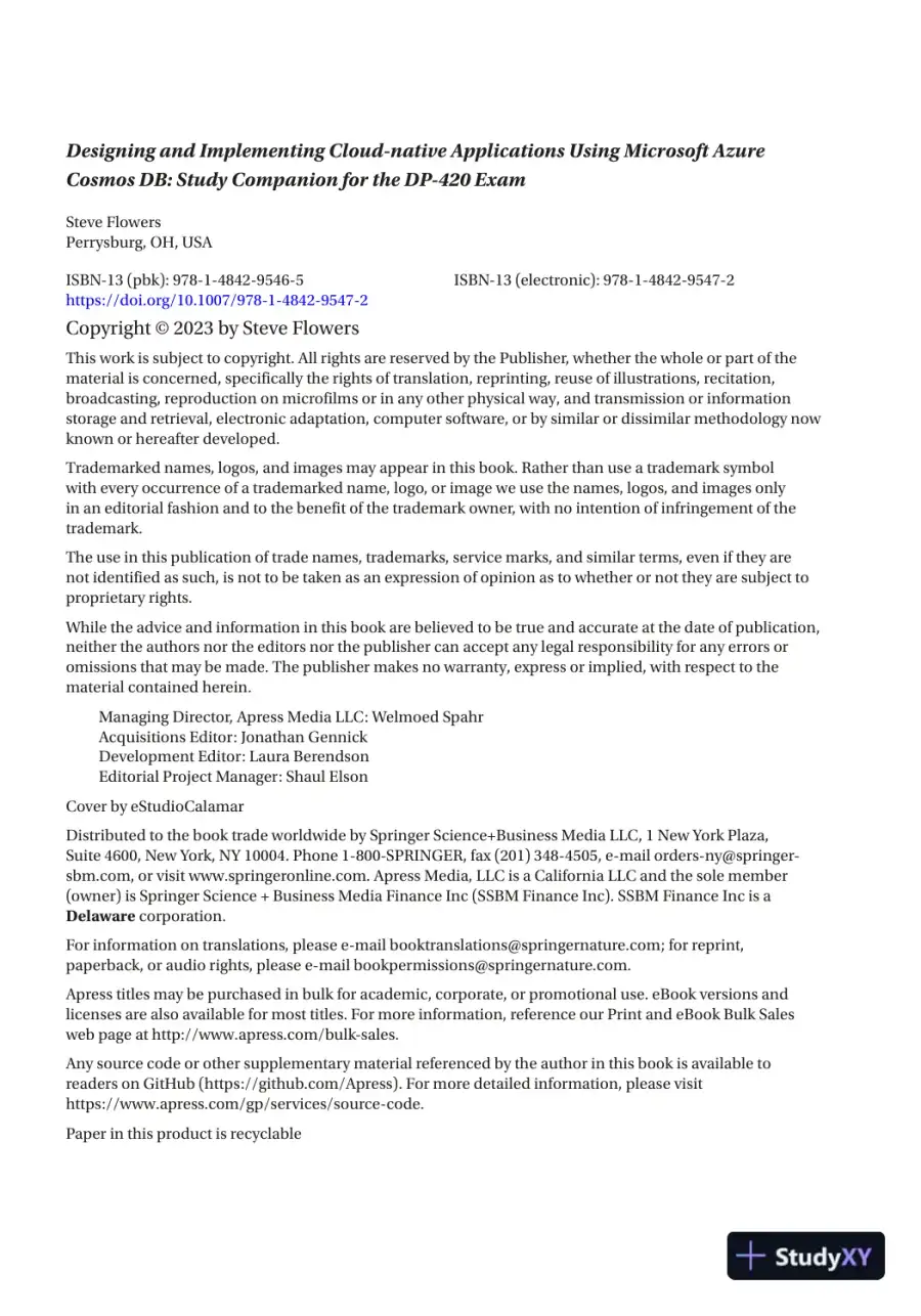 Designing and Implementing Cloud-native Applications Using Microsoft Azure Cosmos DB: Study Companion for the DP-420 Exam (2023), page 6