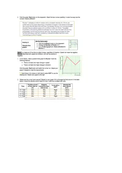 Distance Time Velocity Gizmo Handout-2 - Page 2 preview image