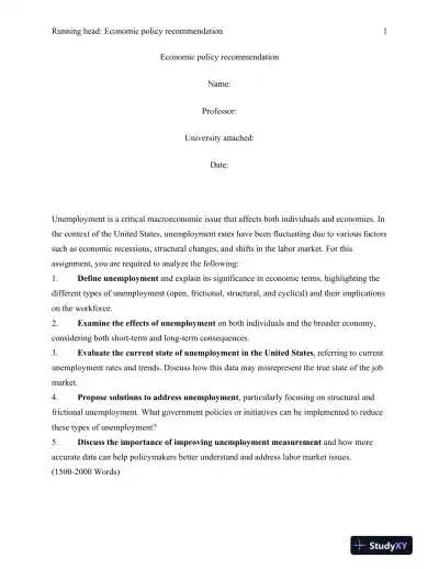Economic Policy Recommendation - Page 1 preview image