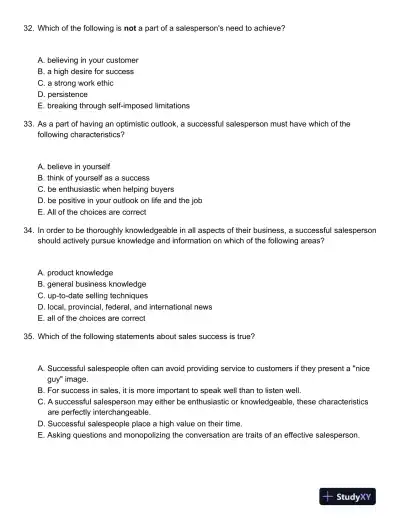 ABCs of Relationship Selling Through Service 6th Canadian Edition Test Bank - Page 10 preview image