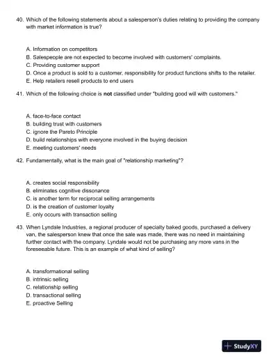 ABCs of Relationship Selling Through Service 6th Canadian Edition Test Bank - Page 12 preview image