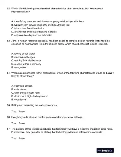 ABCs of Relationship Selling Through Service 6th Canadian Edition Test Bank - Page 15 preview image