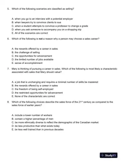 ABCs of Relationship Selling Through Service 6th Canadian Edition Test Bank - Page 3 preview image