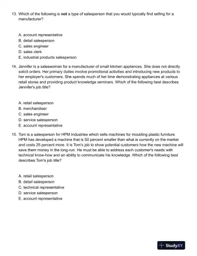 ABCs of Relationship Selling Through Service 6th Canadian Edition Test Bank - Page 5 preview image