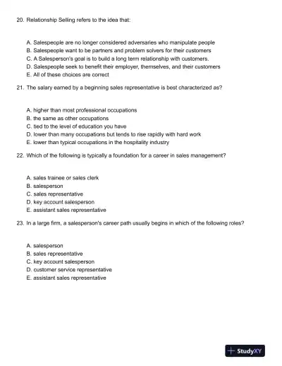 ABCs of Relationship Selling Through Service 6th Canadian Edition Test Bank - Page 7 preview image