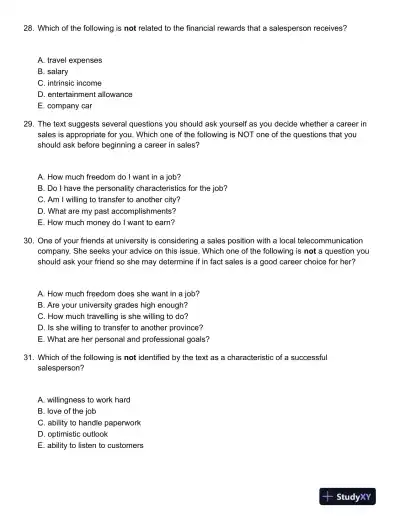 ABCs of Relationship Selling Through Service 6th Canadian Edition Test Bank - Page 9 preview image