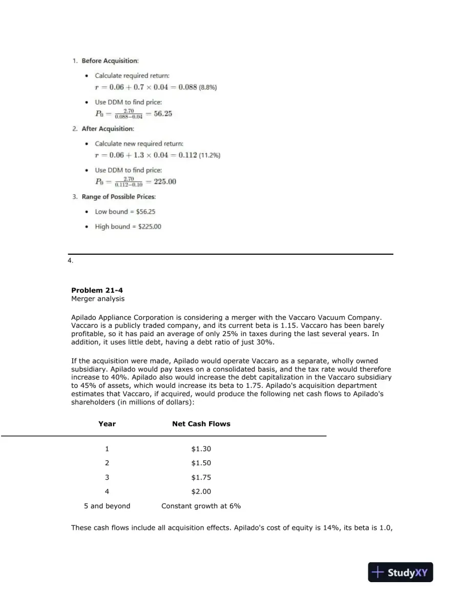Merger and Acquisition Valuation and Analysis, page 4
