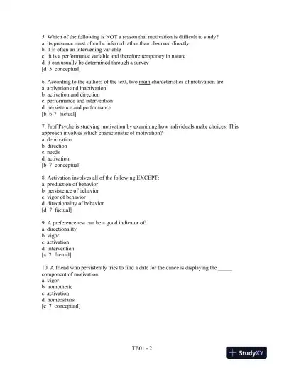 Motivation: Theory, Research, and Application, 6th Edition Test Bank - Page 3 preview image