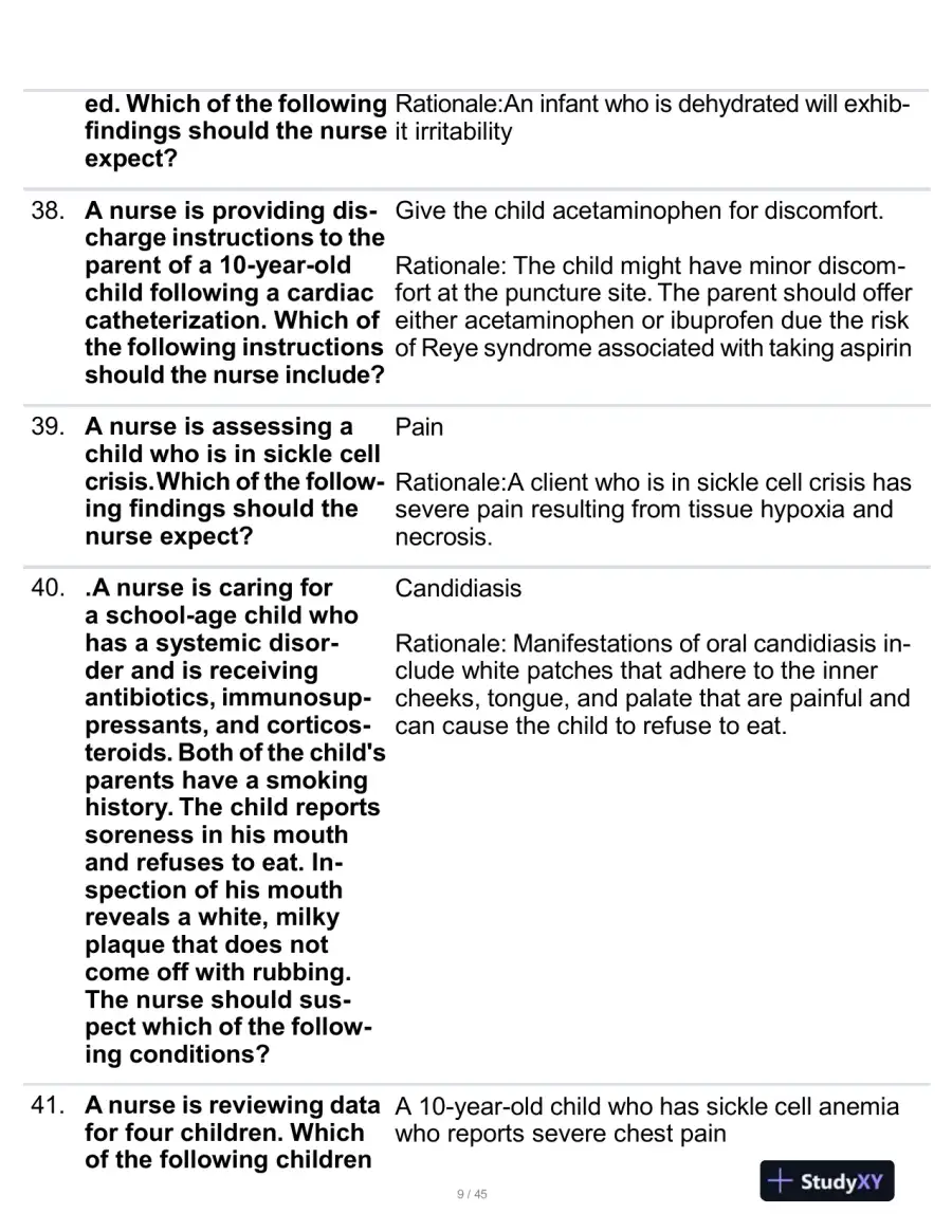 2023 ATI Paediatrics Proctored Exam With Answers (190 Solved Questions), page 10