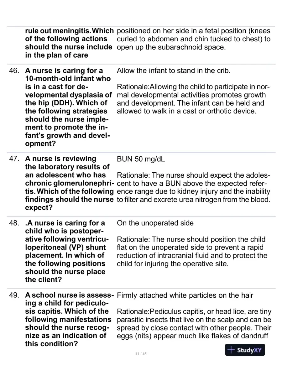 2023 ATI Paediatrics Proctored Exam With Answers (190 Solved Questions), page 12