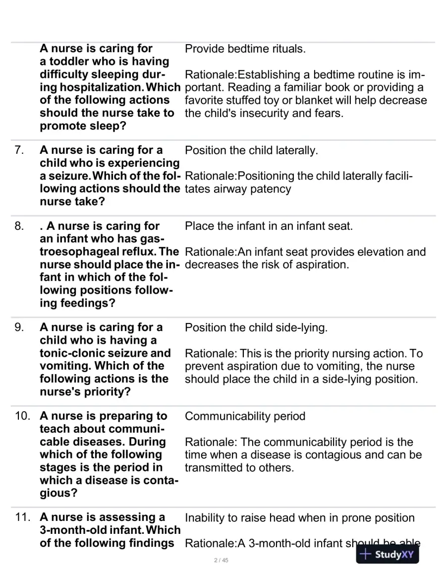 2023 ATI Paediatrics Proctored Exam With Answers (190 Solved Questions), page 3