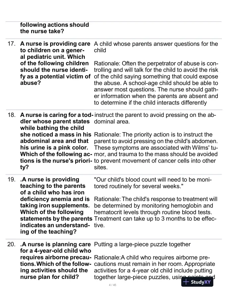 2023 ATI Paediatrics Proctored Exam With Answers (190 Solved Questions), page 5