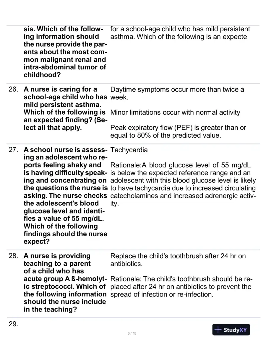 2023 ATI Paediatrics Proctored Exam With Answers (190 Solved Questions), page 7