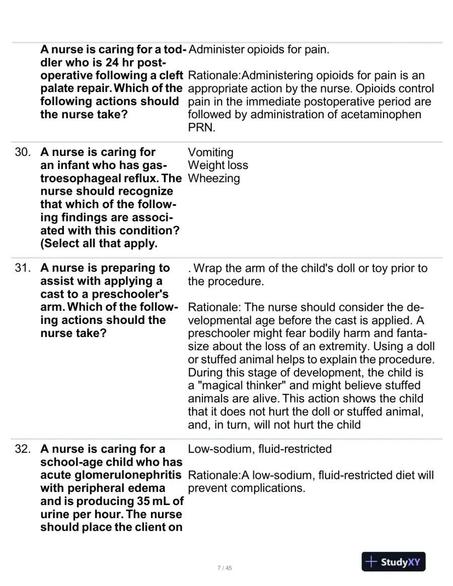 2023 ATI Paediatrics Proctored Exam With Answers (190 Solved Questions), page 8
