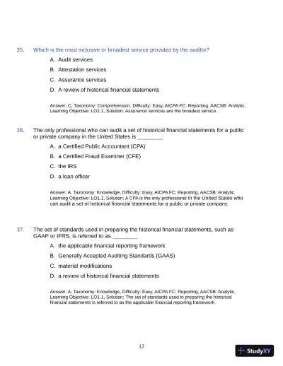 Test Bank for Auditing: A Practical Approach with Data Analytics, 2nd Edition (Chapters 1-15) - Page 15 preview image