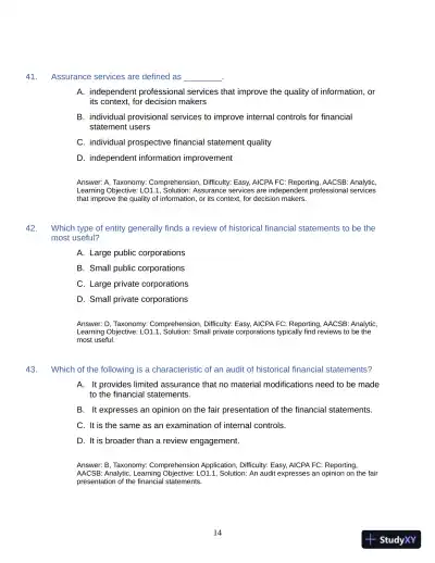 Test Bank for Auditing: A Practical Approach with Data Analytics, 2nd Edition (Chapters 1-15) - Page 17 preview image