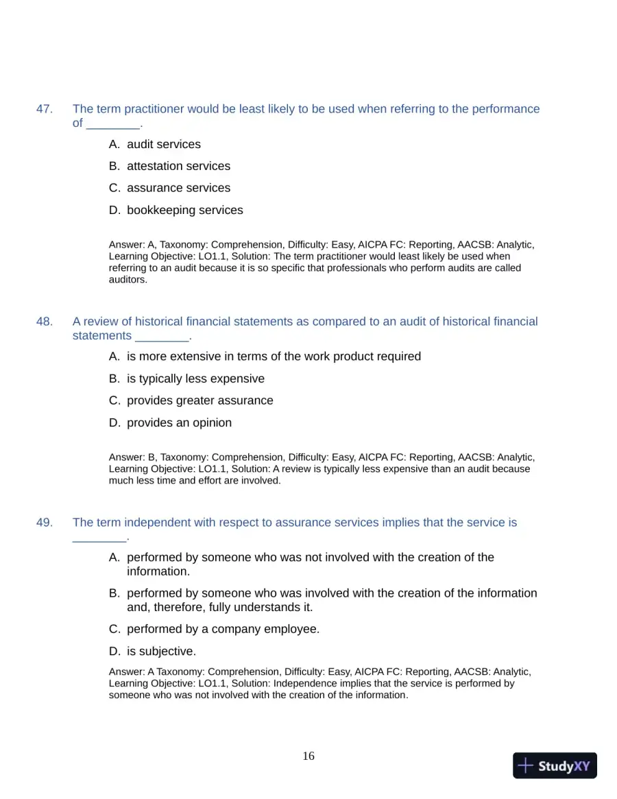 Test Bank for Auditing: A Practical Approach with Data Analytics, 2nd Edition (Chapters 1-15), page 19