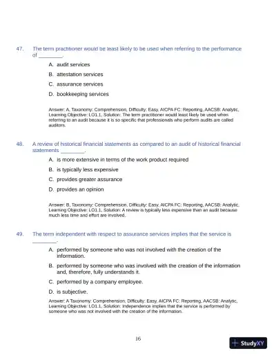 Test Bank for Auditing: A Practical Approach with Data Analytics, 2nd Edition (Chapters 1-15) - Page 19 preview image