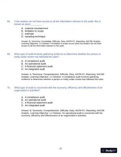 Test Bank for Auditing: A Practical Approach with Data Analytics, 2nd Edition (Chapters 1-15) - Page 26 preview image