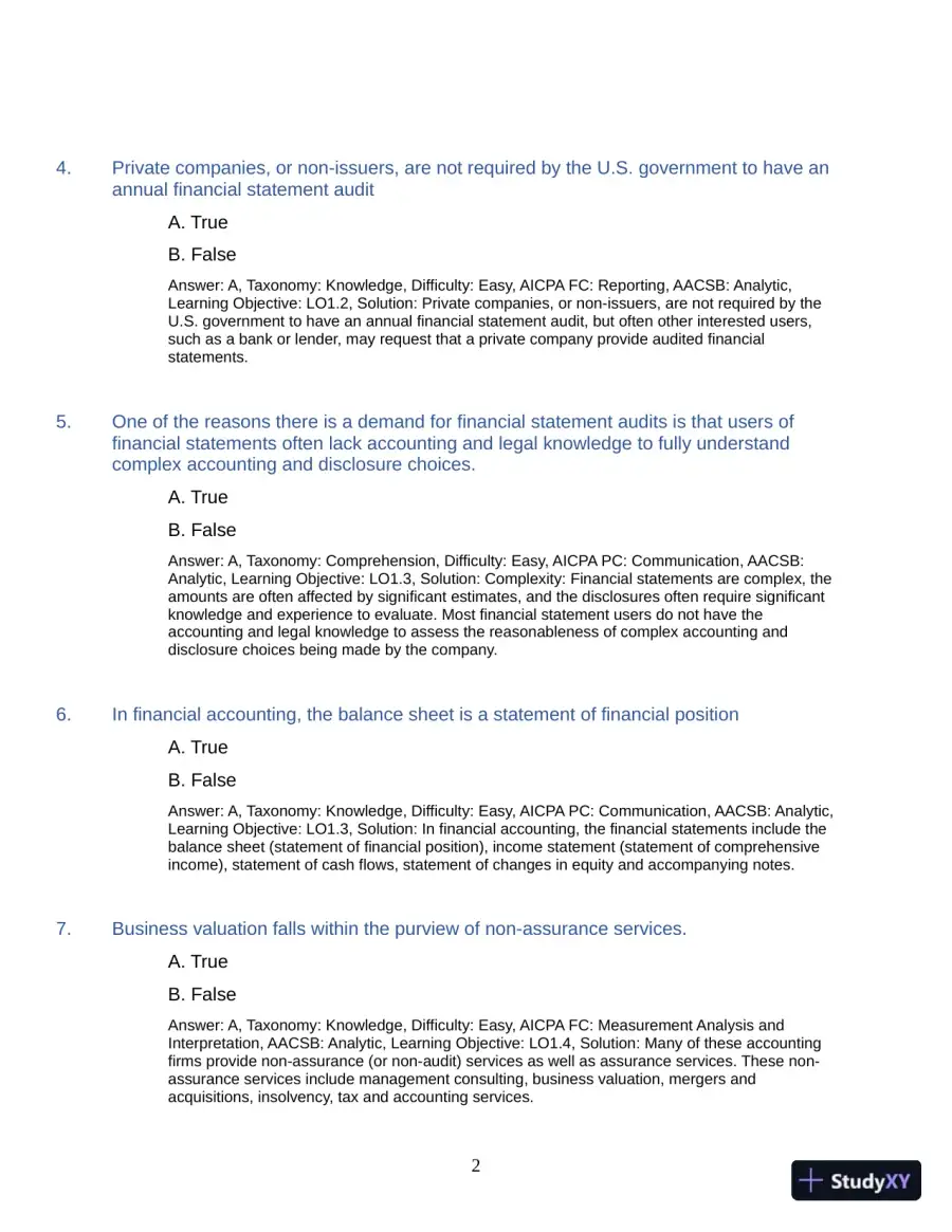 Test Bank for Auditing: A Practical Approach with Data Analytics, 2nd Edition (Chapters 1-15), page 5