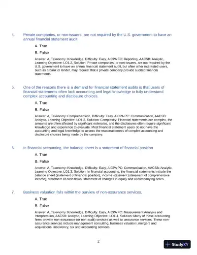 Test Bank for Auditing: A Practical Approach with Data Analytics, 2nd Edition (Chapters 1-15) - Page 5 preview image