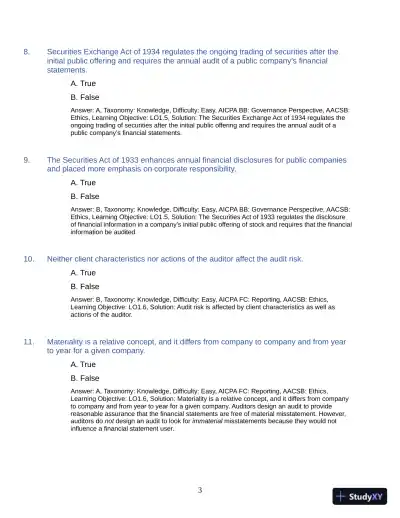 Test Bank for Auditing: A Practical Approach with Data Analytics, 2nd Edition (Chapters 1-15) - Page 6 preview image
