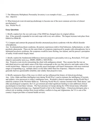 Clinical Psychology: Science, Practice, and Culture: DSM-5 Update Third Edition Test Bank - Page 14 preview image
