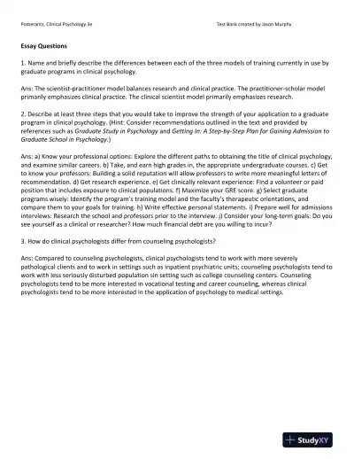 Clinical Psychology: Science, Practice, and Culture: DSM-5 Update Third Edition Test Bank - Page 8 preview image