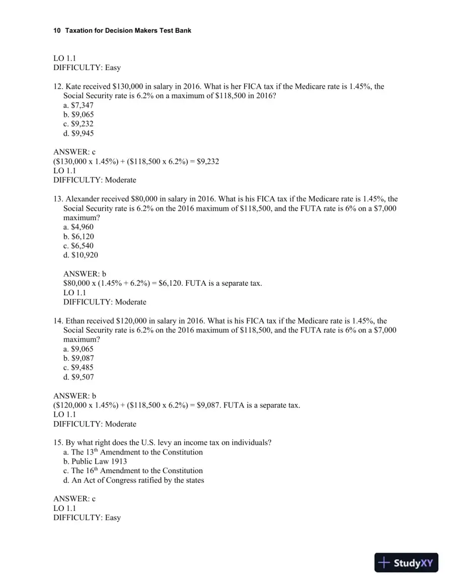 Taxation for Decision Makers Test Bank, page 11