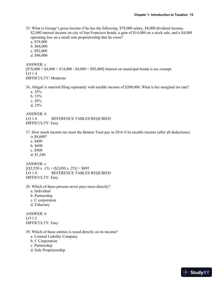 Taxation for Decision Makers Test Bank, page 16