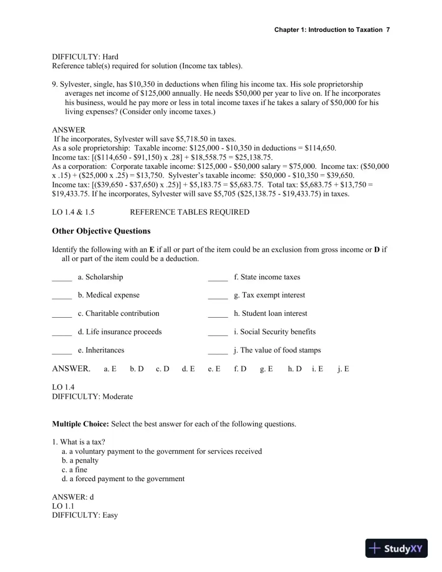 Taxation for Decision Makers Test Bank, page 8