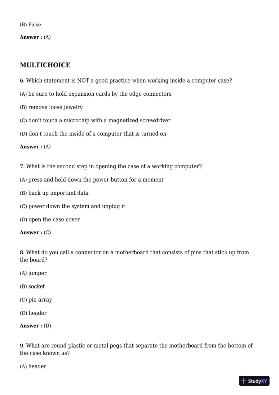 A+ Guide to Hardware, 9th Edition Test Bank, page 15