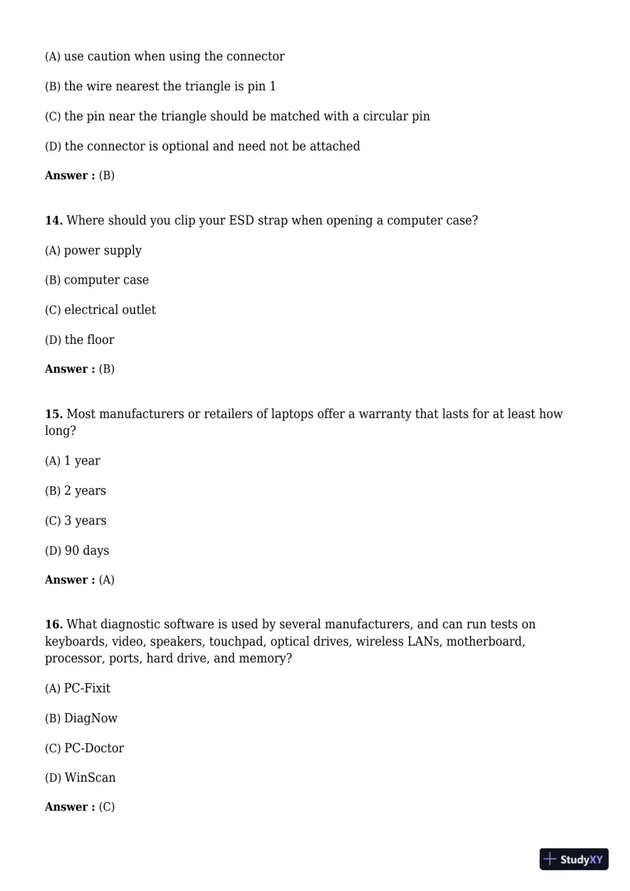A+ Guide to Hardware, 9th Edition Test Bank, page 17