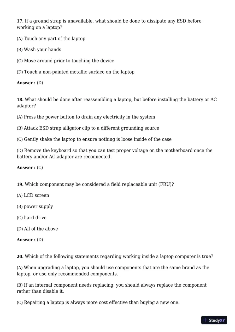 A+ Guide to Hardware, 9th Edition Test Bank, page 18