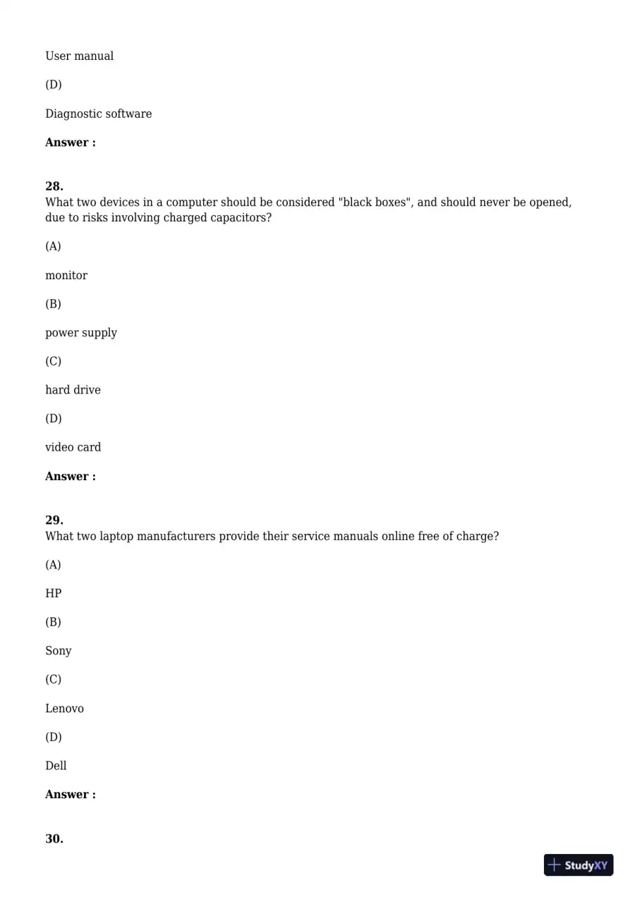 A+ Guide to Hardware, 9th Edition Test Bank, page 21