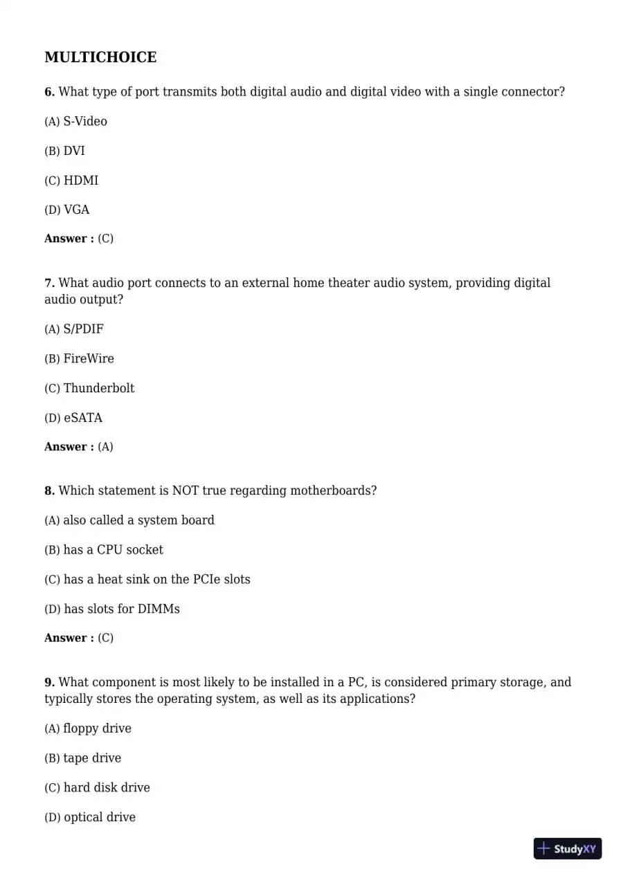 A+ Guide to Hardware, 9th Edition Test Bank, page 3