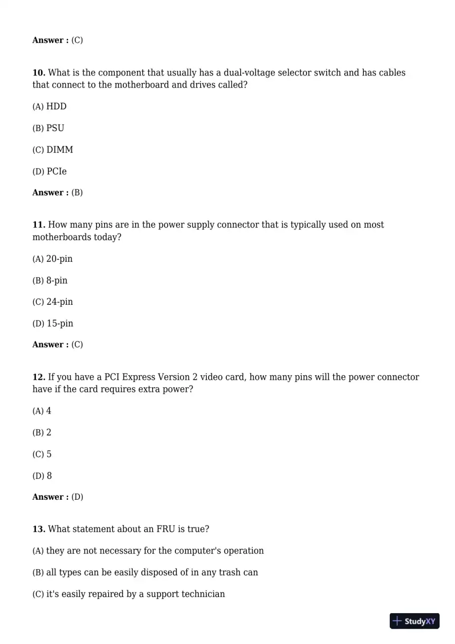 A+ Guide to Hardware, 9th Edition Test Bank, page 4