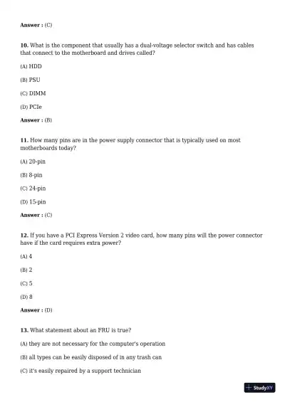 A+ Guide to Hardware, 9th Edition Test Bank - Page 4 preview image