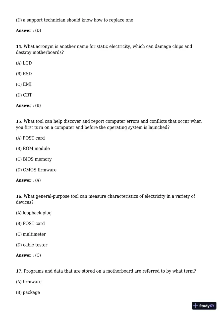 A+ Guide to Hardware, 9th Edition Test Bank, page 5