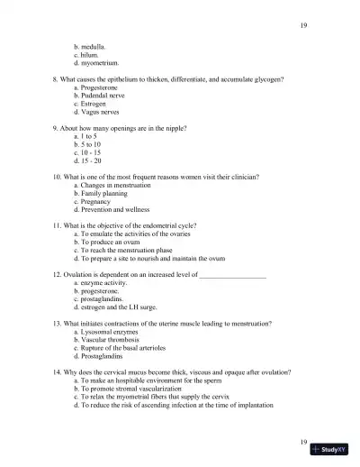 Test Bank For Womens Gynecologic Health, 3rd Edition - Page 20 preview image