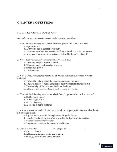 Test Bank For Womens Gynecologic Health, 3rd Edition - Page 3 preview image